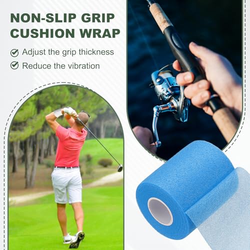 Pre Wrap Tape, Non-Slip Grip Cushion Wrap Prewrap Athletic Tape Fitting for (Tennis- Badminton - Pickleball - Sports) - color: Sapphire Blue