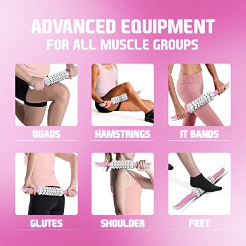 Yes4All, Premium Muscle Roller Stick/Combo With Foam Roller 24" For Everyone - Advanced Massage Roller For Relief Muscle Soreness With Trigger Points, Travel Size, 4 Wheels