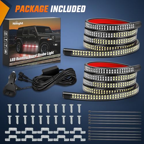 Nilight 2PCS 70 Inch Running Board LED Lights Strip Red White for Truck - color: Red White