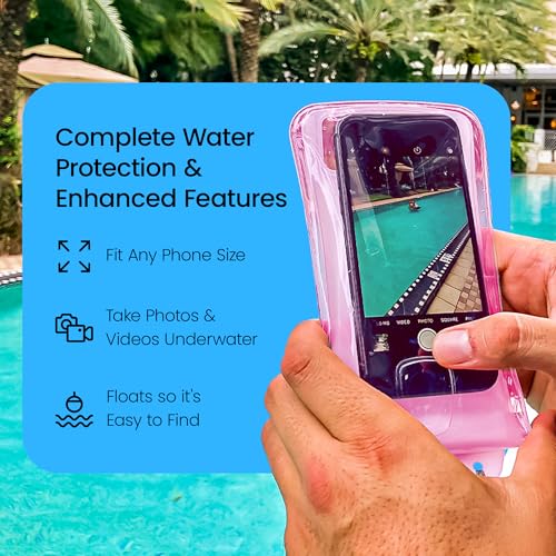 AquaVault Floating Waterproof Phone Pouch Case Universal for iPhone Android - color: Pink