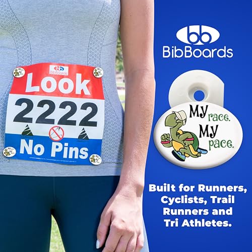 BibBoards bibSNAPS Race Bib Clips, My Race My Pace Turtle, 4 Pack - color: My Race My Pace Turtle