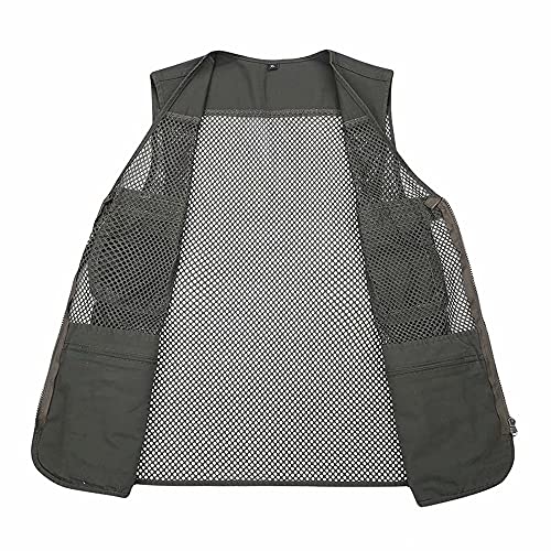 Unisex Mesh Breathable Fishing Vest, Multi-Pockets Photography Travel Hiking Waistcoat Jacket for Adults and Youth - color: Army Green, size: XX-Large