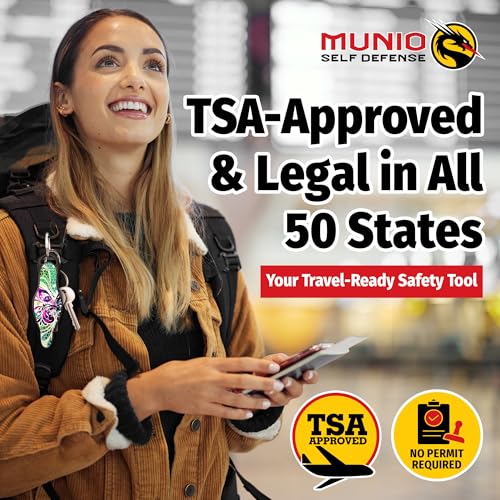 MUNIO Self Defense Keychain – Lightweight, Stylish & Portable Safety Tool for Women & Men – Non-Lethal Kubotan, Easy to Use - color: Butterfly Glass