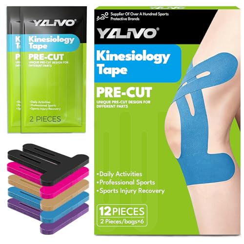 Precut Kinesiology Tape for Knees, 12 Pcs Individual Packaged (Blue) - color: Blue, size: 12PCS