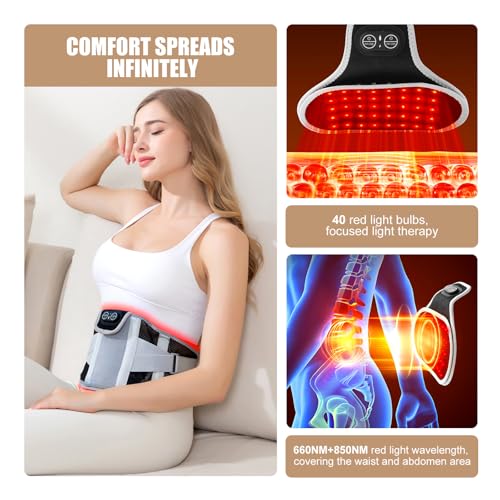 Red-Light-Therapy Belt Infrared-Light Heating Device Wrap for Back Waist 660nm&850nm(No Battery)