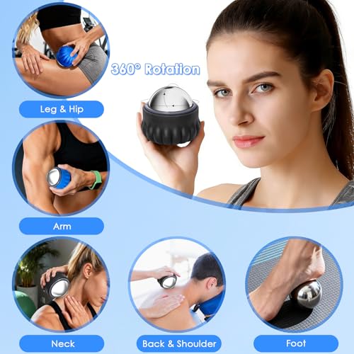 Massage Ice Roller Ball Cold & Heat Therapy Pain Relief Myofascial Release - color: Black