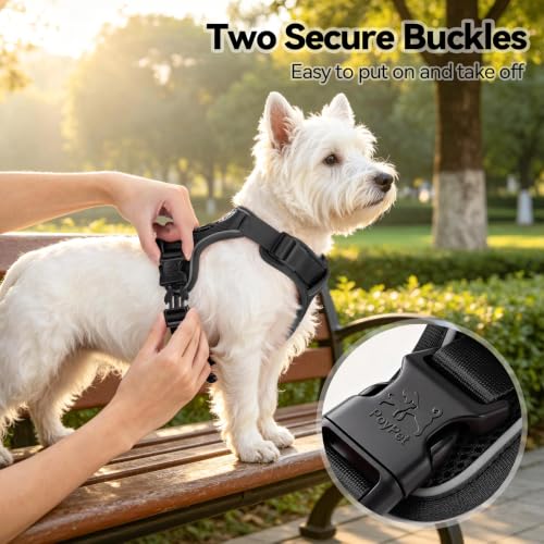 PoyPet Mesh Dog Harness, Reflective Breathable Puppy Vest for Small Dogs - color: Black, size: XS