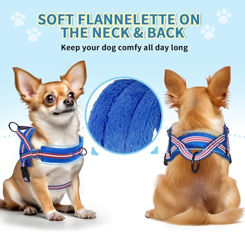 SlowTon No Pull Small Dog Harness and Leash Set with Front Clip - color: Dark Blue, size: X-Small