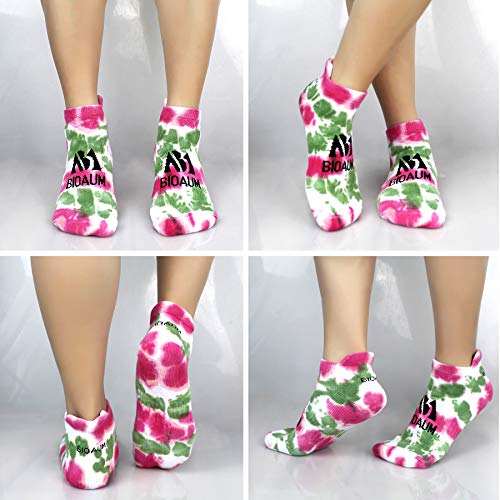 BIOAUM Women's Cotton Athletic Ankle Socks, Cushioned for Running, 6 Pairs - color: (Tie Dye)-6 Pairs, size: 5-8