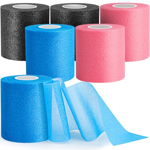 AYNAUHX Pre Wrap Prewrap Athletic Tape, 6 Pack Athletic Sports Wrap - color: Black, Pink, Blue