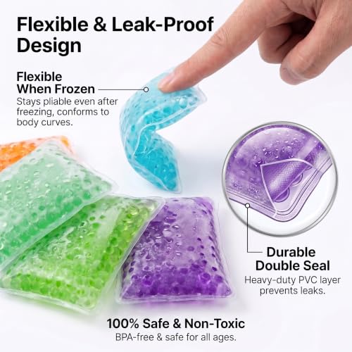 Small Ice Packs, Boo Boo Ice Packs for Injuries Reusable Hot Cold Packs Bulk Cold Compress for Pain Relief, Various Color, 8 Pack (8 Pack(3×2.4inch))