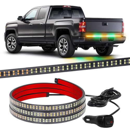 XRIDONSEN 60 inch Tailgate Lights Strip Green Amber Strobe Lights - color: Amber/Green