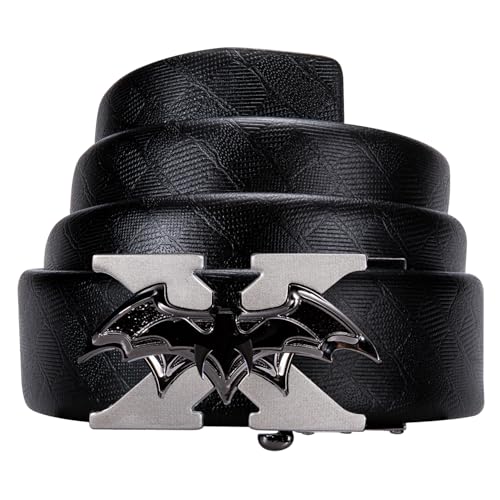 Dubulle Ratchet Belt for Men Leather Adjustable Designer Fashion Buckle - color: A-a Black Belt, size: Adjustable Fit 22" to 38" Waist