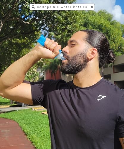 Flexible Running Bottle - Two Pack: 8.5oz, Foldable, BPA/PVC Free, Perfect for Hydration Pack, Running Vest - Ideal for Jogging, Hiking & Travel - size: 8.5oz-Two Pack