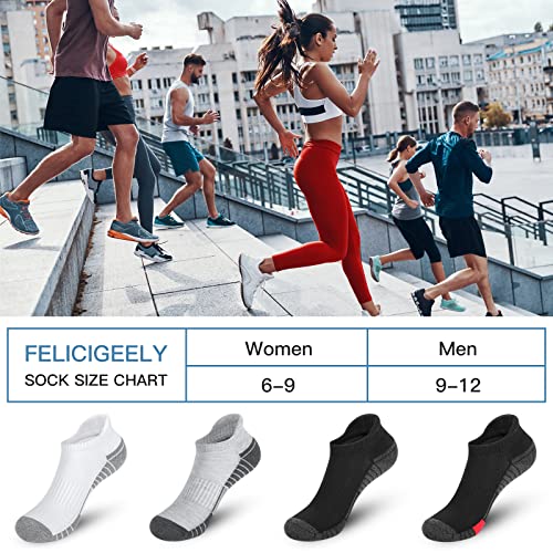 Felicigeely Athletic Running Ankle Socks Cushioned Low Cut Men Women 6 Pack - color: S7-stripe White, size: 6-9