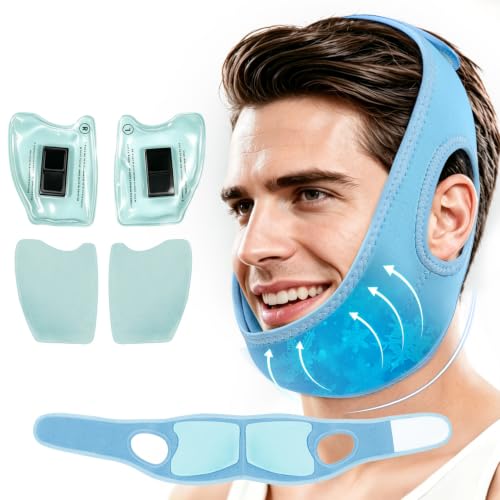 Wisdom Teeth Ice Pack Head Wrap Jaw Face Ice Pack for Wisdom Teeth Removal with 4 Gel Packs for Toothache Pain Relief Facial Face Oral Surgery TMJ Tonsillectomy Recovery Must Haves - color: Light Blue With 4 Ice Packs