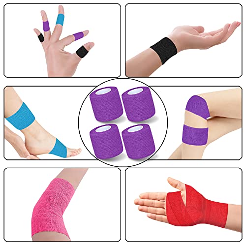 8 Pack 2 in x 5 Yards Cohesive Wrap Self Adhesive Bandage Wrap Elastic Self Adherent Wrap Self Stick Vet Tape for Athletic, Wrist, Ankle, Knees, Pets (Dark Purple) - color: Dark Purple, size: 2 Inch
