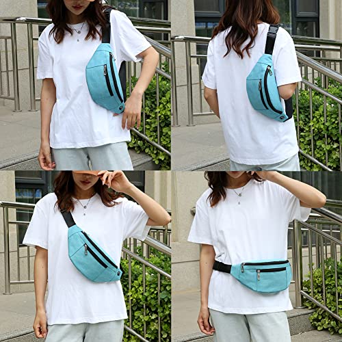 Fanny Pack for Men & Women, Fashion Waterproof Waist Packs with Adjustable Belt, Casual Bag Bum Bags for Travel Sports Running. - color: B-Mint Green