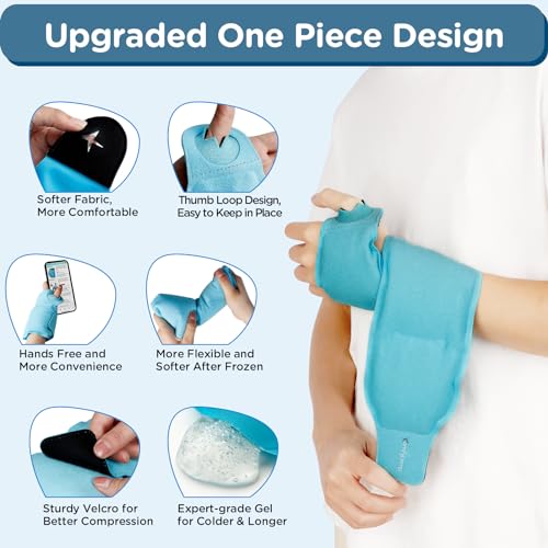Comfytemp Wrist Ice Pack Wrap for Carpal Tunnel Relief, FSA Approved HSA - color: Baby Blue, size: 20"x4"