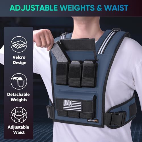 APEXUP Weighted Vest Men, Adjustable Weight Vest for Running - color: Navy Blue, size: With Weights-30lbs