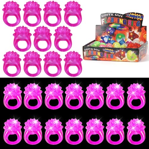 50 Pcs Light Up Rings Flashing LED Rubber Finger Rings for Carnival, July 4th, Halloween, Christmas, Concert, Goodie Bag Fillers, Raves - color: Purple