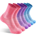 IRAMY Compression Ankle Support Crew Socks Men Women Wicking Plantar Fasciitis Relief Running Hiking Socks 3 Pairs - color: Pink+purple+light Blue-3 Packs, size: X-Large
