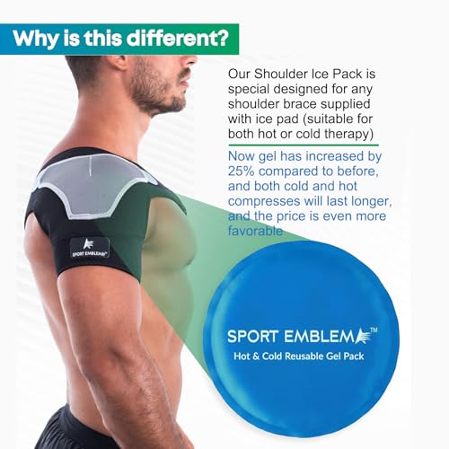 Shoulder Support Brace with 2 Reusable Round Gel Ice Packs for Shoulder Soreness & Stiffness Relief, Hot Cold Compress Sleeve for Men Women, Adjustable Breathable Mesh