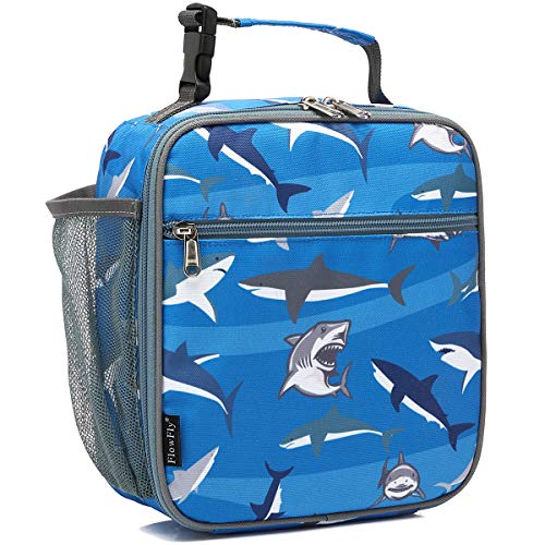 FlowFly Kids Lunch box Insulated Soft Bag Mini Cooler Back to School Thermal Meal Tote Kit for Girls, Boys, Shark - color: Shark