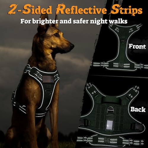 rabbitgoo Tactical Dog Harness for Small Dogs, No Pull Service Pet Vest - color: Green, size: S(Chest:16.1"-31.5",Neck:15.4"-21.6",Back:7.1")