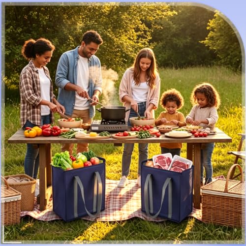 10 Pack Large 18L Insulated Grocery Bag Bulk Zippered, Dark Blue - color: Dark Blue