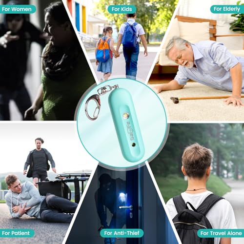 Personal Safety Alarm - Waterproof Rechargeable Security Alarm - 140dB Extra Loud Siren & Strobe Light - Self Defense Keychain - Gift for Women, Teenagers, College Girls, Seniors（Aqua+Aqua） - color: Aqua+Aqua