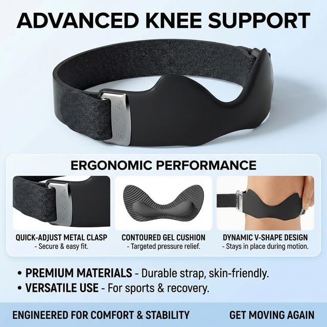 Patella Tendon Strap for Men & Women, Adjustable Knee Brace, Black, 2 Pack - color: 2 Black