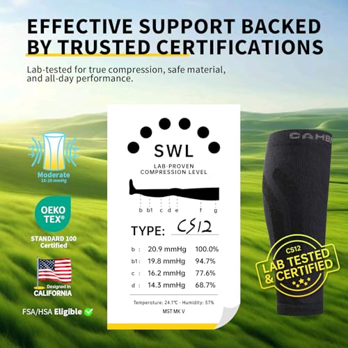 CAMBIVO Calf Compression Sleeve 3 Pairs Footless Compression Socks Running - color: Pure Black, size: Large-X-Large
