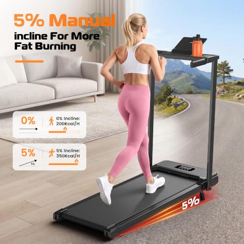 ANCHEER Incline Walking Pad with Handle Bar, Foldable Treadmill-Home/Office - color: 09-Black