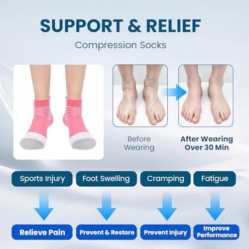 IRAMY Compression Ankle Support Socks Women - Wicking, Cushioned Athletic, Plantar Fasciitis Relief 2/3/6 Pairs - color: Black(2 Packs), size: Large
