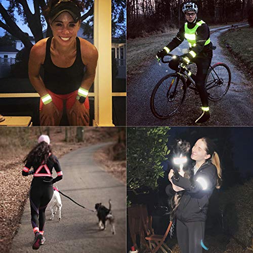 Reflective Bands for Night Walking Reflective Arm Bands for Runners Reflective Wristbands Reflective Ankle Bands Cycling Reflective Running Gear Bike Pant Leg Strap Bicycle Pants Clips - color: Green - 2 Bands
