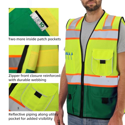Dib Safety Reflective Safety Vest Made with 3M Tape, Yellow and Green S - color: Yellow & Green, size: Small