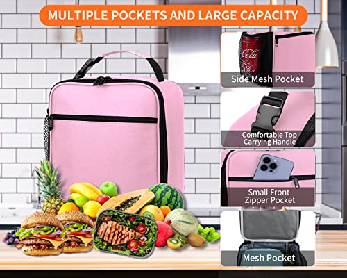 ZM-YOUTOO Lunch Box for Men - Reusable Lunch Bag Men Adult Women- Insulated Small LunchBox (Pink) - color: Pink