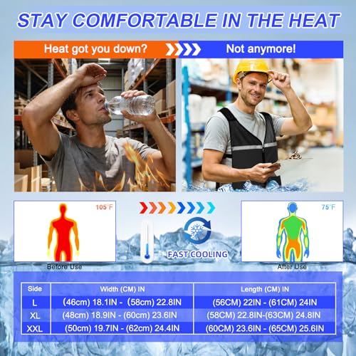 Cooling Vest for Men&Women with Pockets, Ice Pack Vest for Hot Weather - color: Black