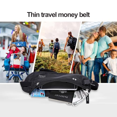 RFID Blocking Money Belt for Men and Women, Slim Waist, Black, 2 Pieces - color: Black-2