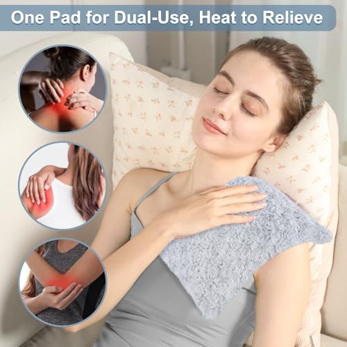 SuzziPad Microwave Heating Pad for Muscle Soreness Fatigue, 7"X12", Rose - color: Rose Grey