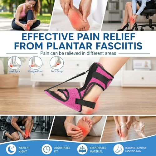 Plantar Fasciitis Night Splint for Women, Pink, One Size Fits All - color: ROSE RED