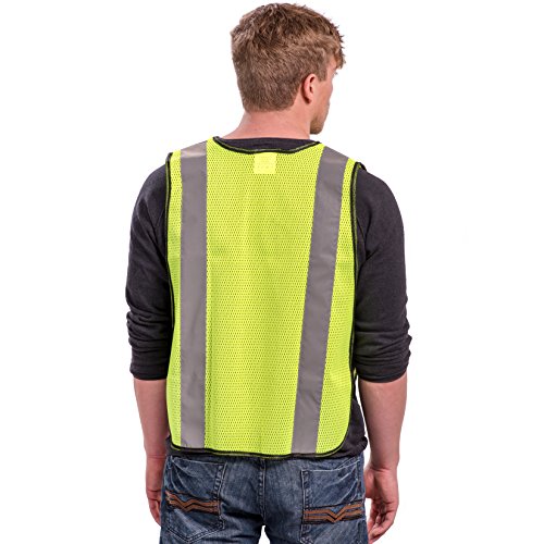 Safety Vest with High Visibility - 2 Inch Reflective Strips, Bright Neon Yellow, Breathable Polyester Mesh Fabric, ANSI ISEA Class Unrated, Hi Viz All Day and Night (30 Pack - Small-Large) - size: Small-Large (Pack of 3)