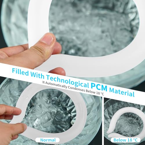 2PCS PCM Neck Cooling Tube with Insulated Bag, Reusable Ice Ring Neck Cooler Wrap, Wearable Cooling Neck Ring for Hot Summer Weather Outdoor Work, TPU Freezable Collar (White*2) - color: Double White