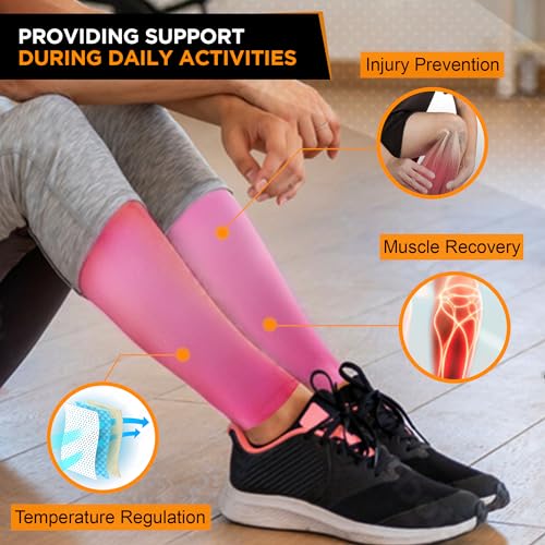 Doc Miller Compression Calf Sleeve for Men & Women, 20-30mmHg - color: Pink, size: Small REGULAR