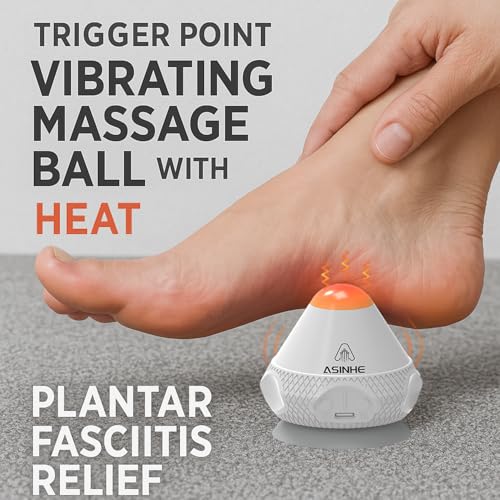 HZC Heated Vibrating Massage Ball – Plantar Fasciitis Relief & Back Pain Massager, Suction Base for Wall or Floor Use, Hands-Free or Handheld, Rechargeable Trigger Point Ball