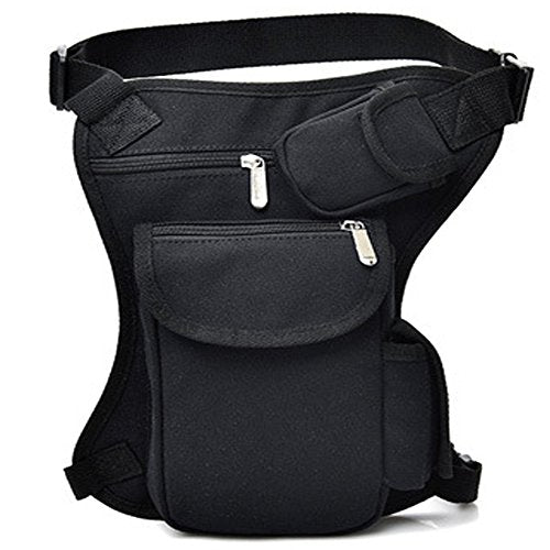 Small Multi-Purpose Drop Waist Leg Bag Canvas Hip Molle Pack Sport Camping Hiking Motorcycle Racing Pouch Black - color: Black