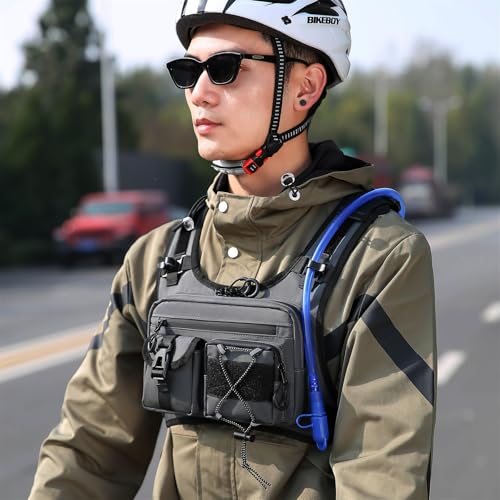 Criuage USA Patent Running Hydration Vest Backpack, Lightweight Chest Pack with 2.0L Water Bladder Bag Daypack for Hiking Running Cycling Race Marathon for Women Men - color: Grey