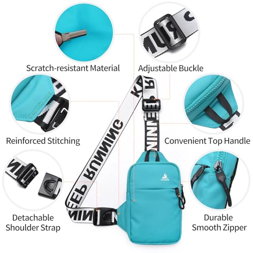 Peicees Mini Crossbody Sling Bag Chest Bag Dual Pocket Water Resistant Fanny Pack Running Phone Holder for Men Women Workout Travel, Lake Blue - color: Lake Blue
