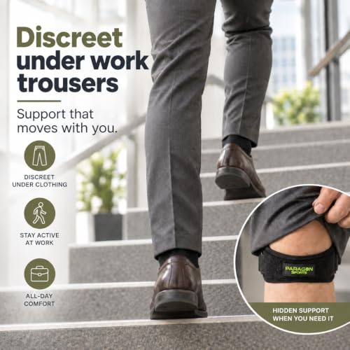 Patella Knee Strap for Running, Fitness, Stairs Climbing/Adjustable Patellar Tendon Support Band for Basketball, Athletics by Paragon Sports/Pain Relief Brace for Jumper's Knee and Chondromalacia